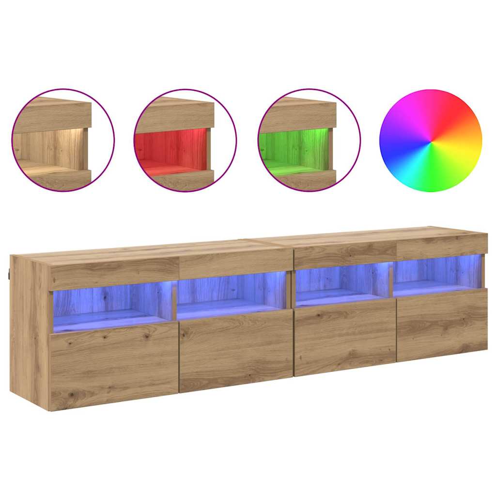 vidaXL TV-Wandregale 2 pcs Artisan-Eiche 80 x 30 x 40 cm Holzwerkstoff