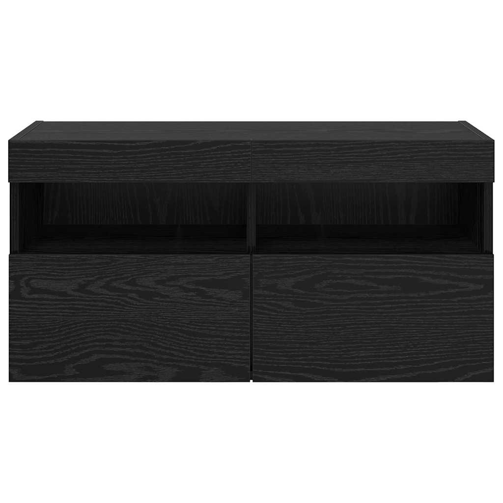 TV-Wandschrank Schwarz Eichen-Optik 80 x 30 x 40 cm