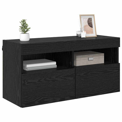 TV-Wandschrank Schwarz Eichen-Optik 80 x 30 x 40 cm