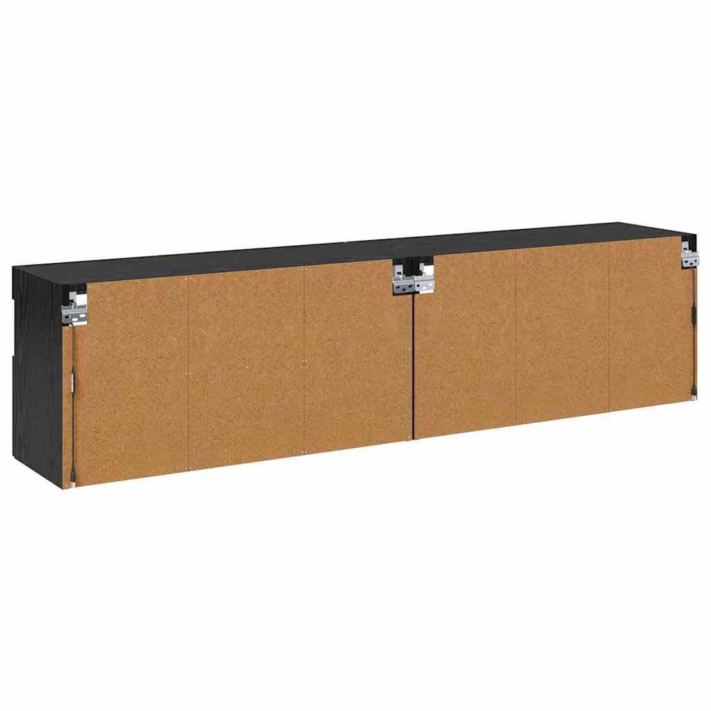 TV-Wandregale 2 pcs Schwarz Eichen-Optik 80 x 30 x 40 cm