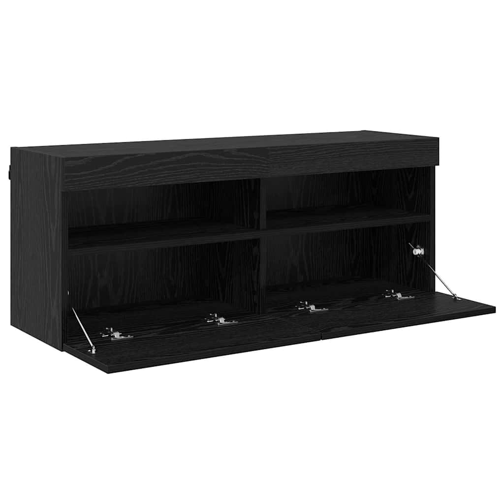 TV-Wandschrank Schwarz Eichen-Optik 100 x 30 x 40 cm
