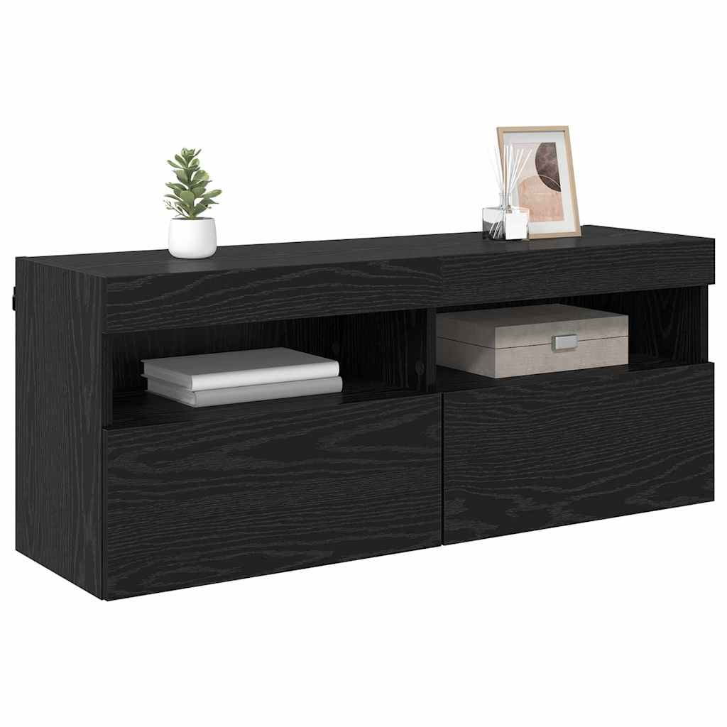 TV-Wandschrank Schwarz Eichen-Optik 100 x 30 x 40 cm