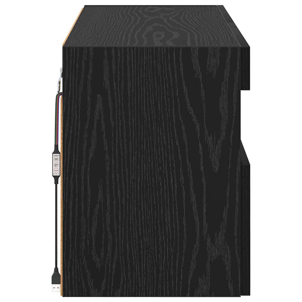 TV-Wandschrank Schwarz Eichen-Optik 100 x 30 x 40 cm