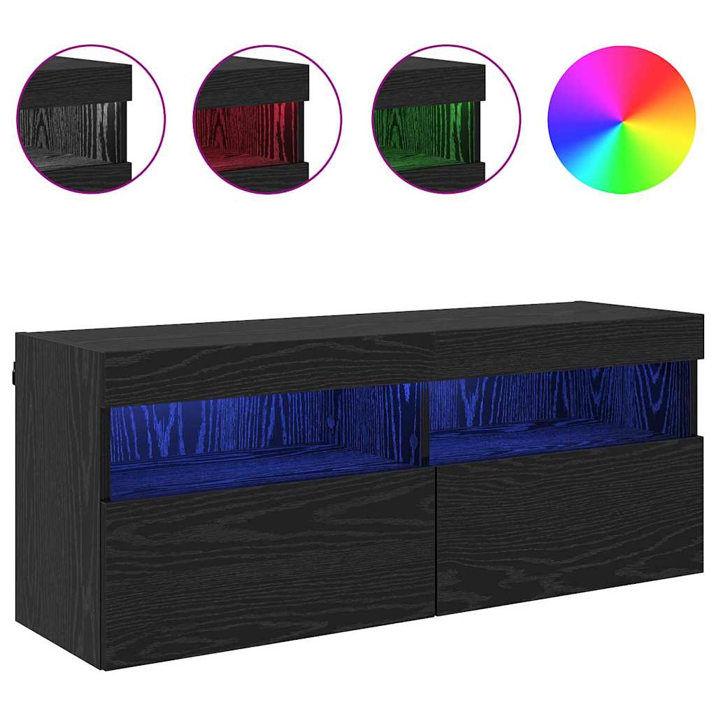 TV-Wandschrank Schwarz Eichen-Optik 100 x 30 x 40 cm