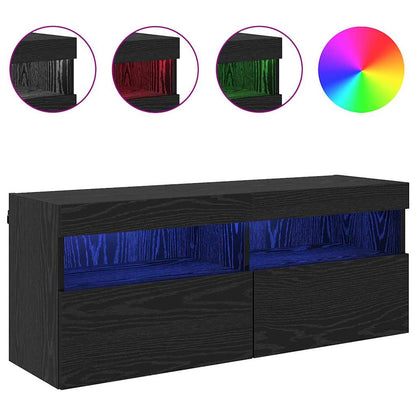 TV-Wandschrank Schwarz Eichen-Optik 100 x 30 x 40 cm