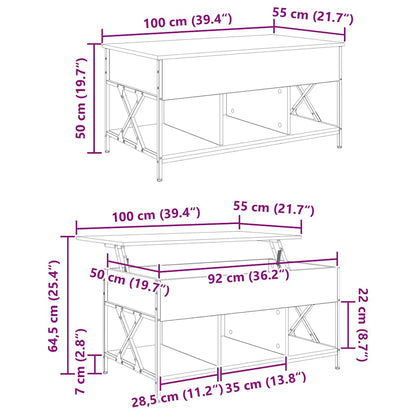 vidaXL Couchtisch Artisan-Eiche 100 x 55 x 48,5 cm Holzwerkstoff