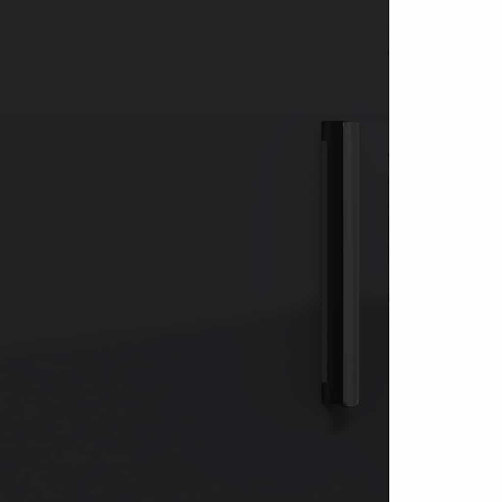 vidaXL Badezimmerschrank mit Speicher mit Tür Schwarz 61 x 35 x 64 cm