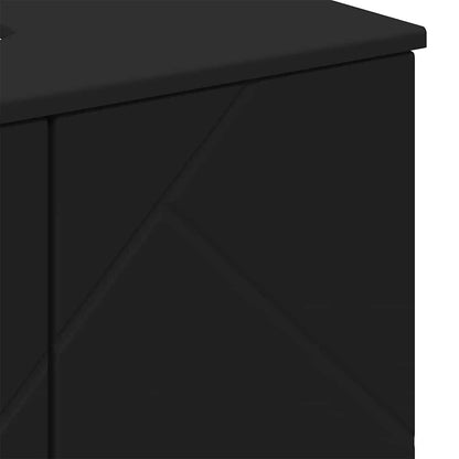 vidaXL Badezimmerschrank mit Speicher mit Tür Schwarz 61 x 35 x 64 cm