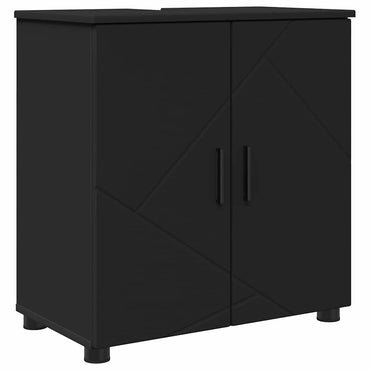 vidaXL Badezimmerschrank mit Speicher mit Tür Schwarz 61 x 35 x 64 cm