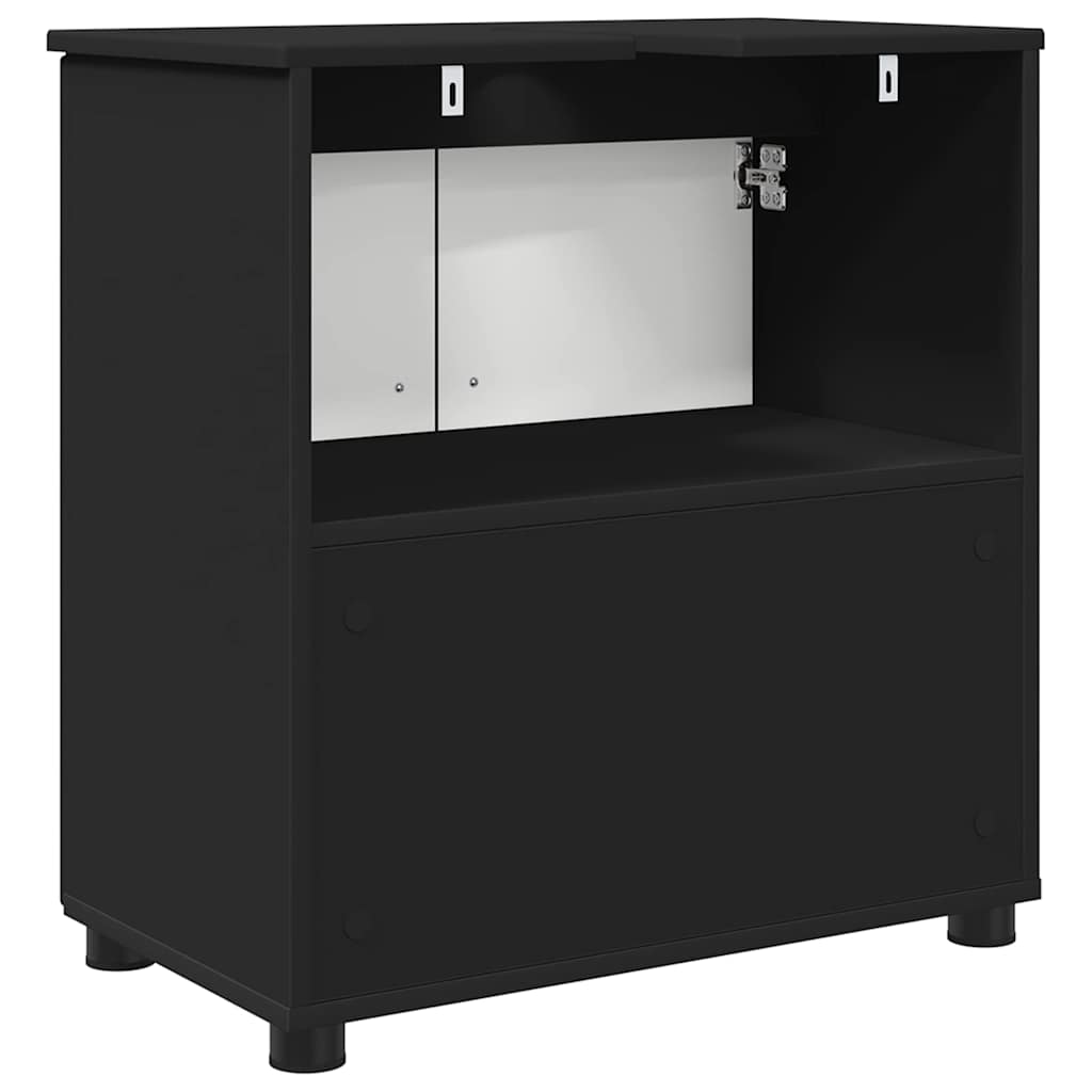 vidaXL Badezimmerschrank mit Speicher mit Tür Schwarz 61 x 35 x 64 cm
