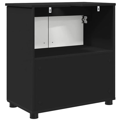 vidaXL Badezimmerschrank mit Speicher mit Tür Schwarz 61 x 35 x 64 cm