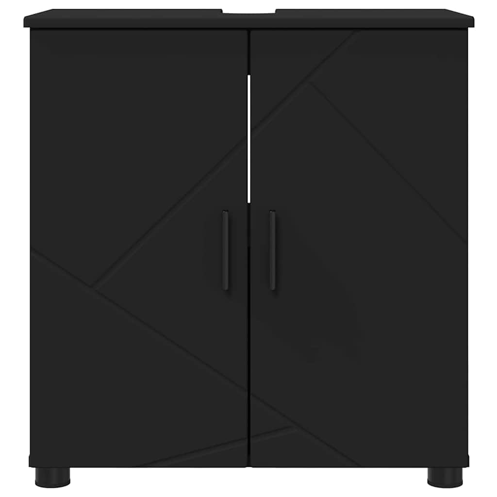vidaXL Badezimmerschrank mit Speicher mit Tür Schwarz 61 x 35 x 64 cm