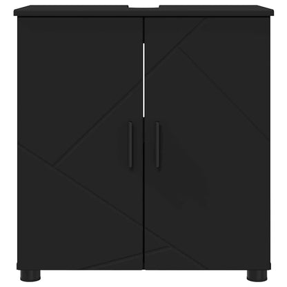 vidaXL Badezimmerschrank mit Speicher mit Tür Schwarz 61 x 35 x 64 cm