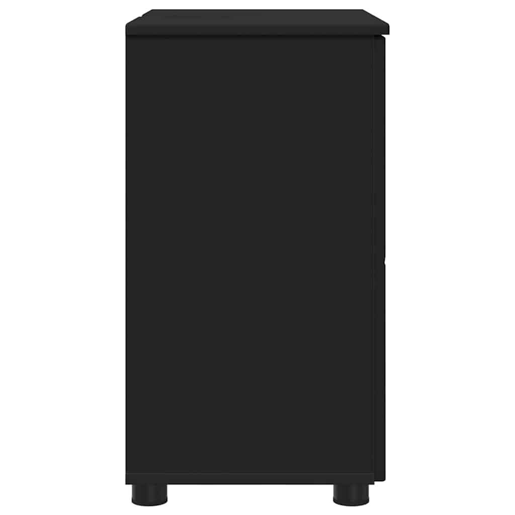 vidaXL Badezimmerschrank mit Speicher mit Tür Schwarz 61 x 35 x 64 cm