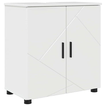 vidaXL Badezimmerschrank mit Speicher Hochglanz Weiß 61 x 35 x 64 cm