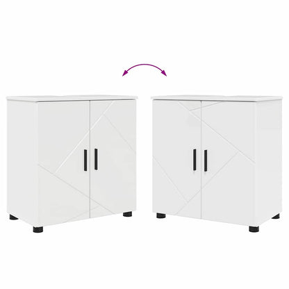 vidaXL Badezimmerschrank mit Speicher Hochglanz Weiß 61 x 35 x 64 cm
