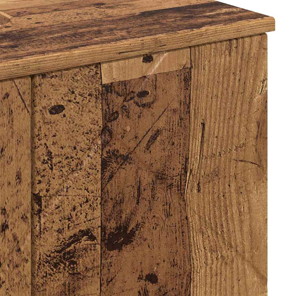 vidaXL Badezimmerschrank mit Speicher mit Tür Altholz 61 x 35 x 64 cm