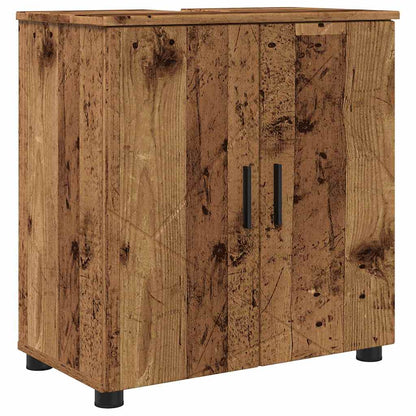 vidaXL Badezimmerschrank mit Speicher mit Tür Altholz 61 x 35 x 64 cm