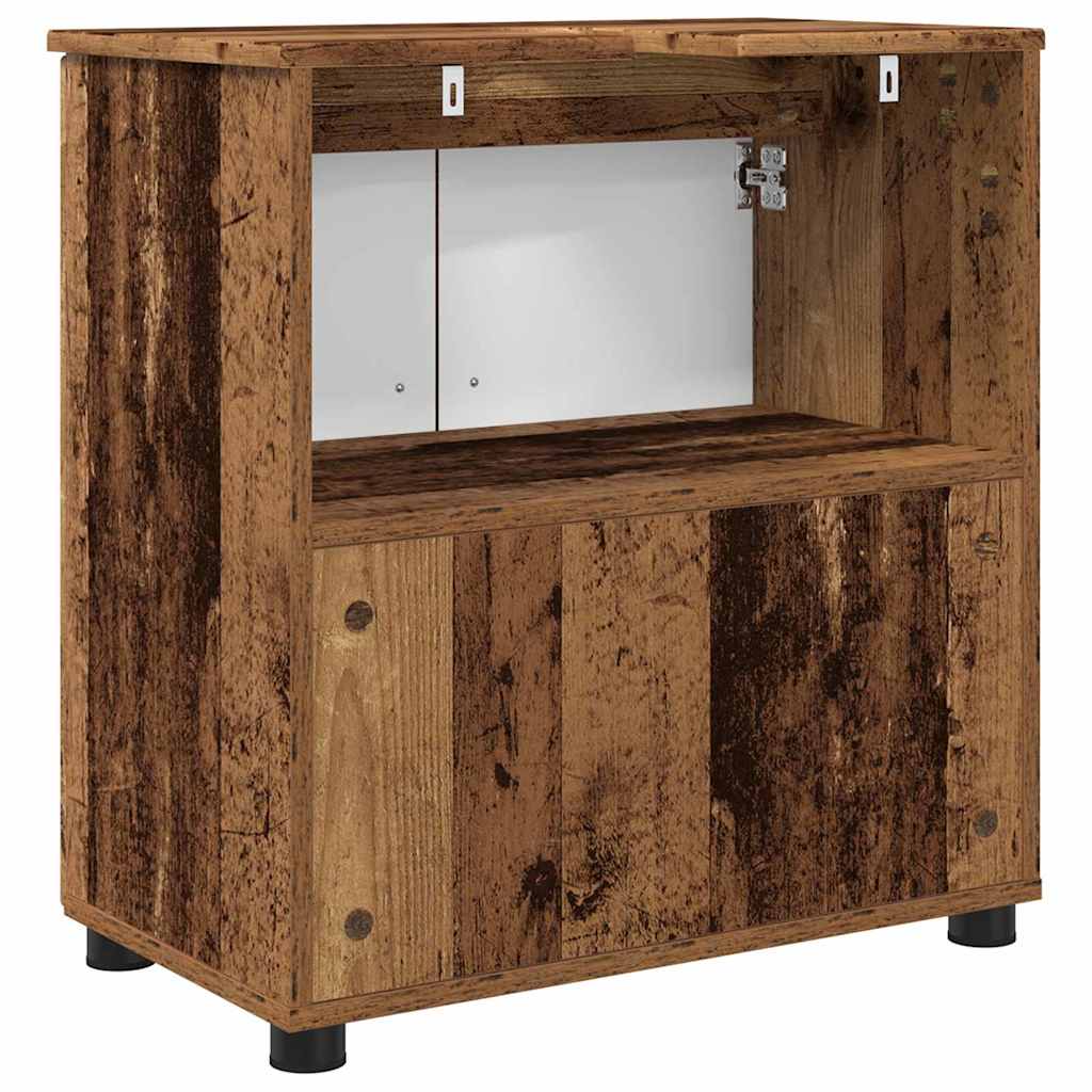 vidaXL Badezimmerschrank mit Speicher mit Tür Altholz 61 x 35 x 64 cm