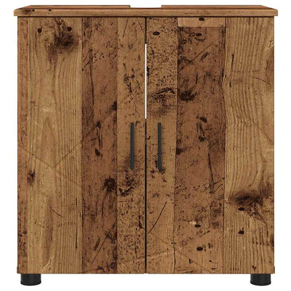 vidaXL Badezimmerschrank mit Speicher mit Tür Altholz 61 x 35 x 64 cm