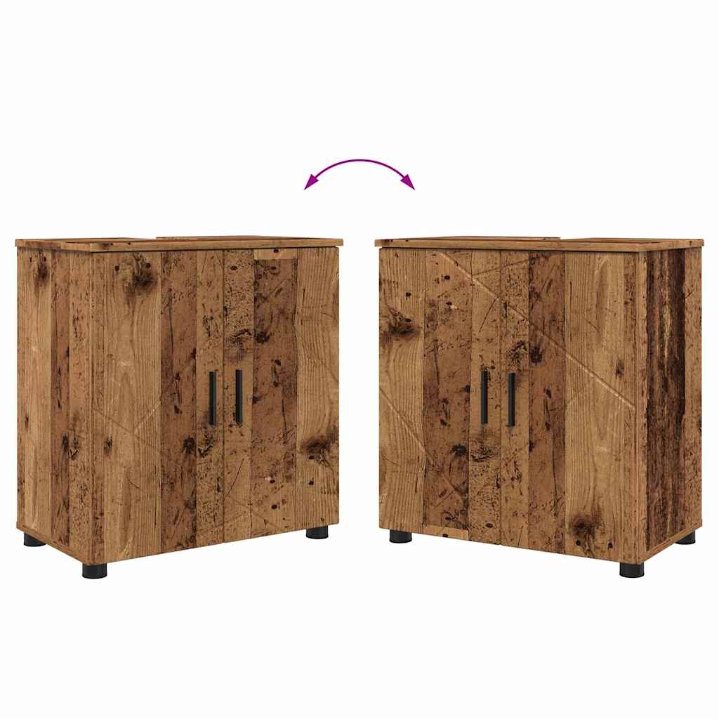 vidaXL Badezimmerschrank mit Speicher mit Tür Altholz 61 x 35 x 64 cm