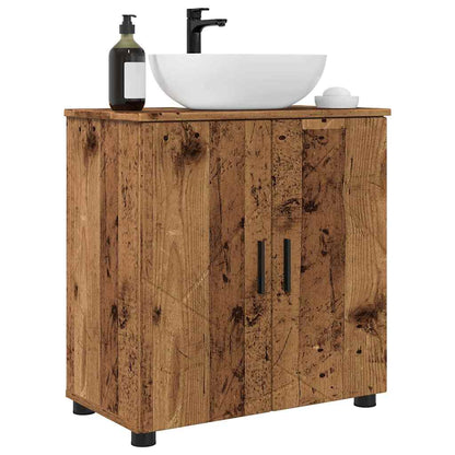vidaXL Badezimmerschrank mit Speicher mit Tür Altholz 61 x 35 x 64 cm
