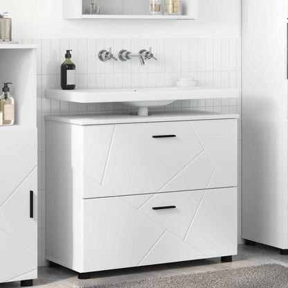 vidaXL Badezimmerschrank Weiß 76,5 x 35 x 64 cm Holzwerkstoff & Metall