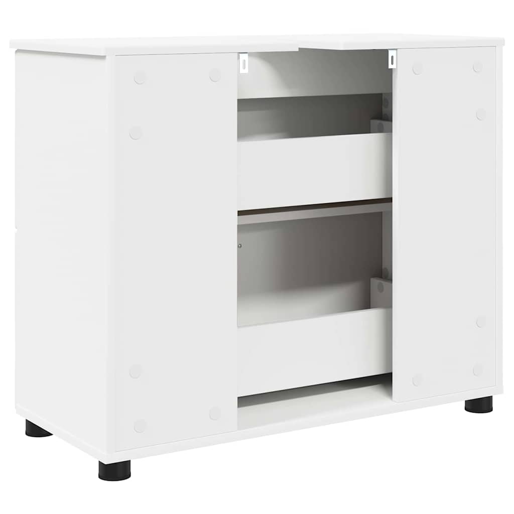vidaXL Badezimmerschrank Weiß 76,5 x 35 x 64 cm Holzwerkstoff & Metall
