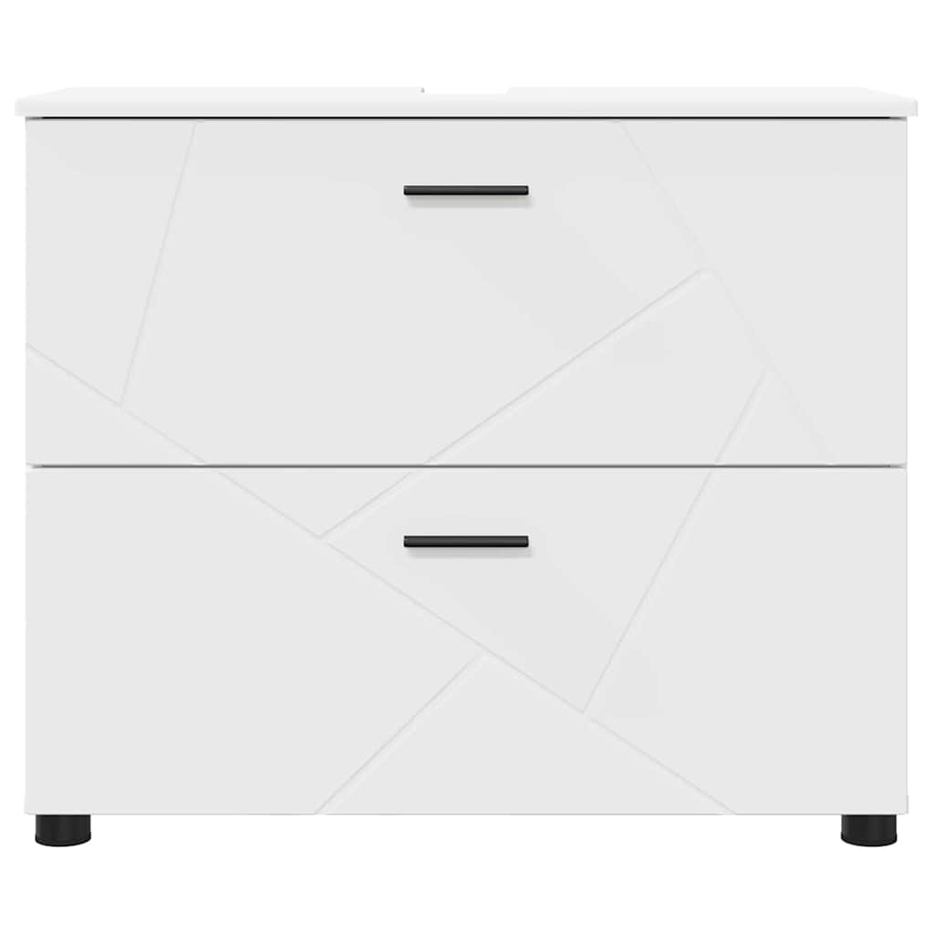 vidaXL Badezimmerschrank Weiß 76,5 x 35 x 64 cm Holzwerkstoff & Metall