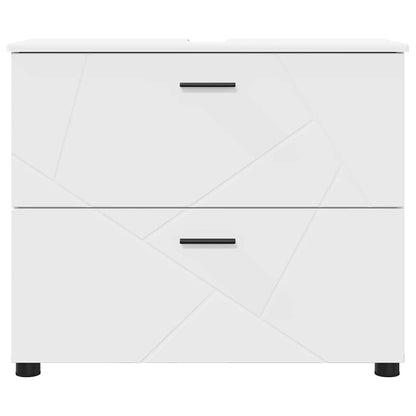 vidaXL Badezimmerschrank Weiß 76,5 x 35 x 64 cm Holzwerkstoff & Metall