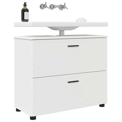 vidaXL Badezimmerschrank Weiß 76,5 x 35 x 64 cm Holzwerkstoff & Metall