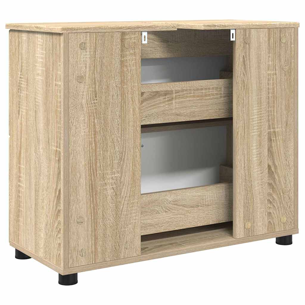 vidaXL Badezimmerschrank mit Schubladen Sonoma-Eiche 76,5 x 35 x 64 cm