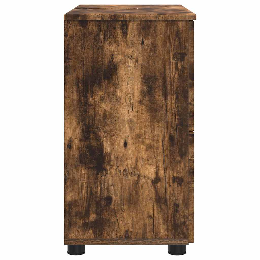 vidaXL Badezimmerschrank mit Tür Geräucherte Eiche 76,5 x 35 x 64 cm