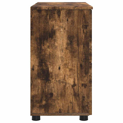 vidaXL Badezimmerschrank mit Tür Geräucherte Eiche 76,5 x 35 x 64 cm