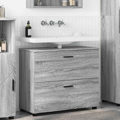 vidaXL Badezimmerschrank mit Speicher Graues Sonoma 76,5 x 35 x 64 cm