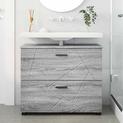 vidaXL Badezimmerschrank mit Speicher Graues Sonoma 76,5 x 35 x 64 cm