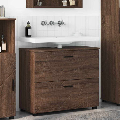 vidaXL Badezimmerschrank mit Tür Braun Eichen-Optik 76,5 x 35 x 64 cm
