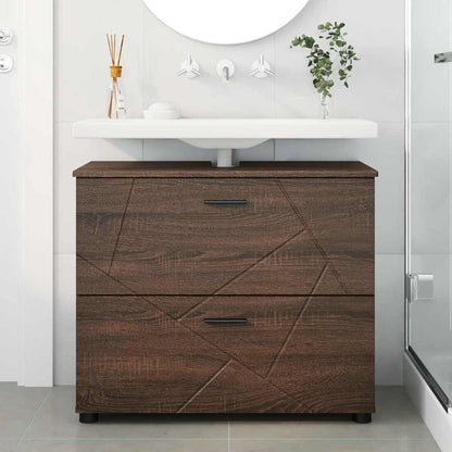 vidaXL Badezimmerschrank mit Tür Braun Eichen-Optik 76,5 x 35 x 64 cm