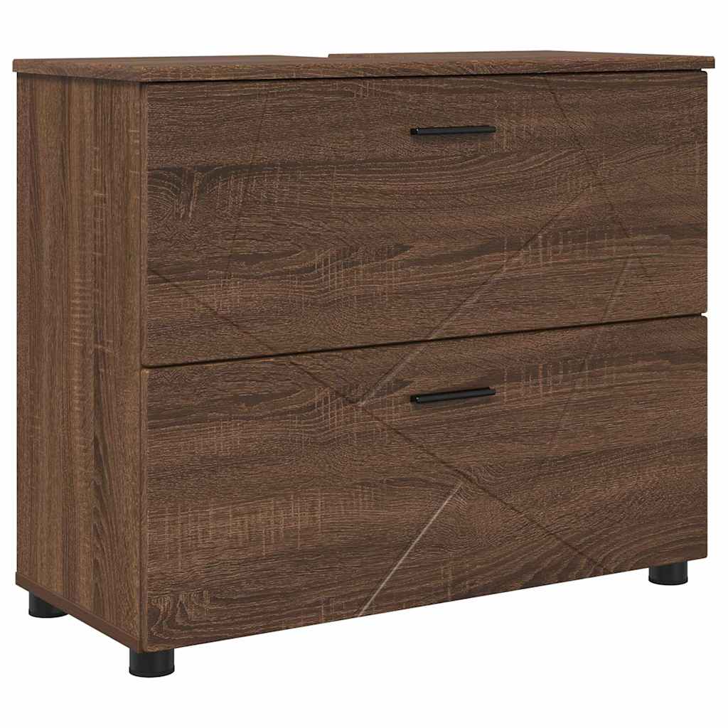 vidaXL Badezimmerschrank mit Tür Braun Eichen-Optik 76,5 x 35 x 64 cm