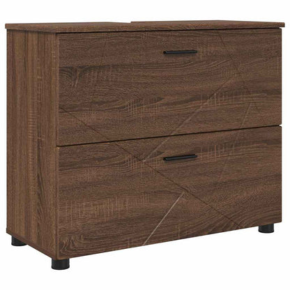 vidaXL Badezimmerschrank mit Tür Braun Eichen-Optik 76,5 x 35 x 64 cm