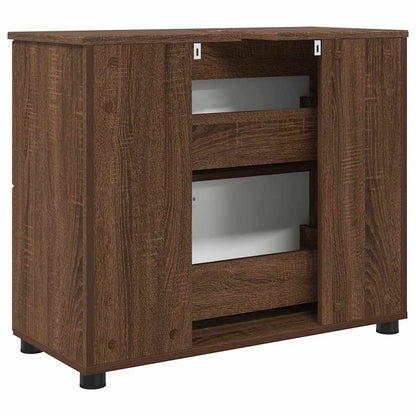 vidaXL Badezimmerschrank mit Tür Braun Eichen-Optik 76,5 x 35 x 64 cm