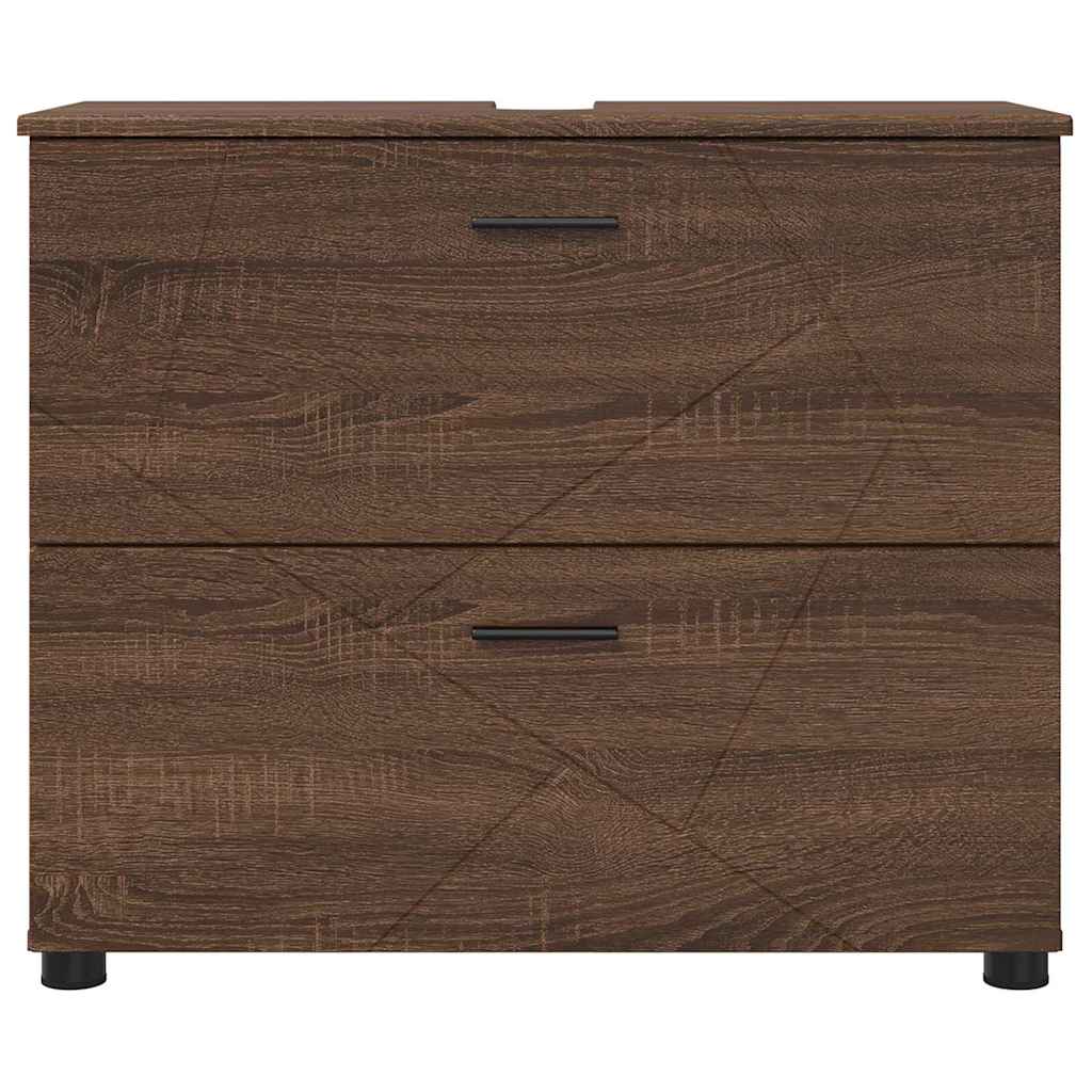 vidaXL Badezimmerschrank mit Tür Braun Eichen-Optik 76,5 x 35 x 64 cm