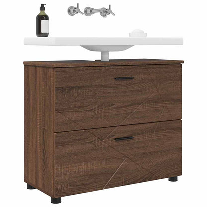 vidaXL Badezimmerschrank mit Tür Braun Eichen-Optik 76,5 x 35 x 64 cm