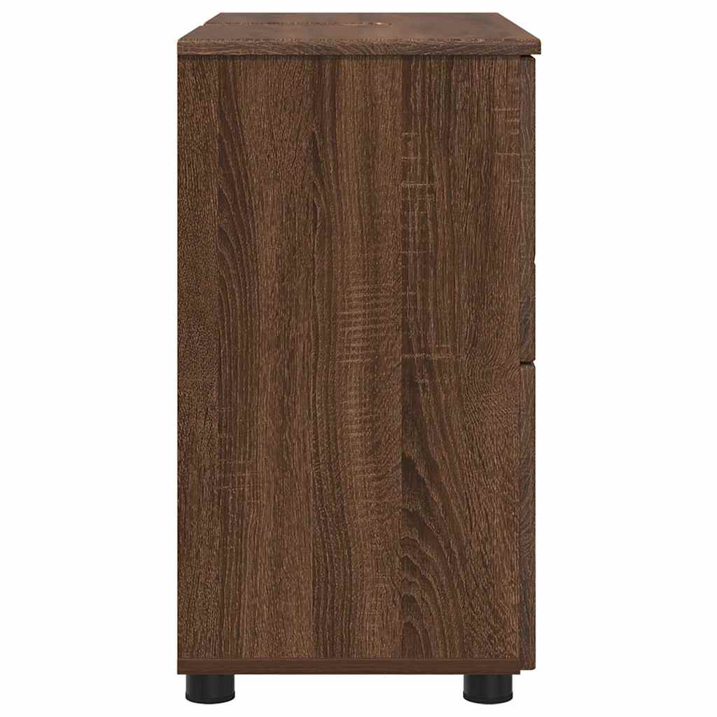 vidaXL Badezimmerschrank mit Tür Braun Eichen-Optik 76,5 x 35 x 64 cm