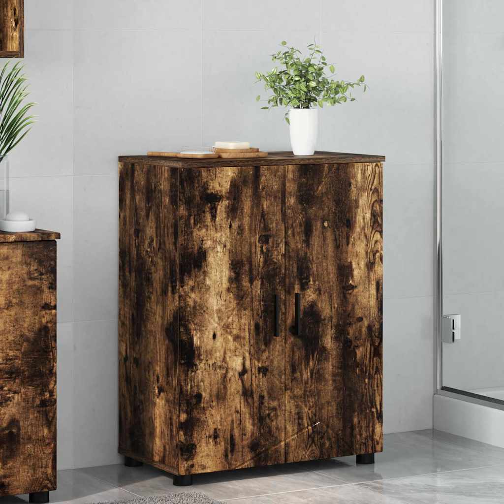 vidaXL Badezimmerschrank mit Tür Geräucherte Eiche 60 x 35 x 80 cm