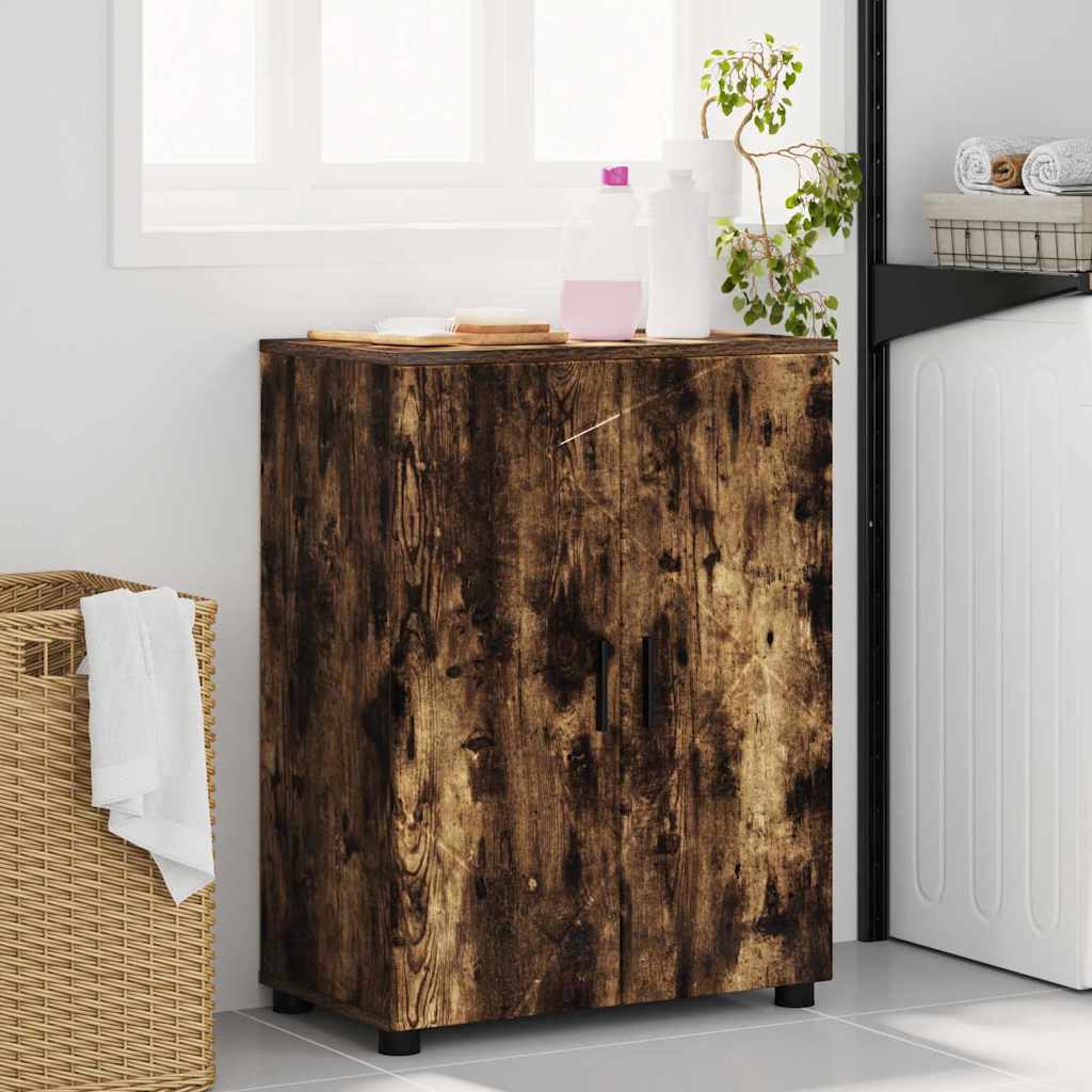 vidaXL Badezimmerschrank mit Tür Geräucherte Eiche 60 x 35 x 80 cm