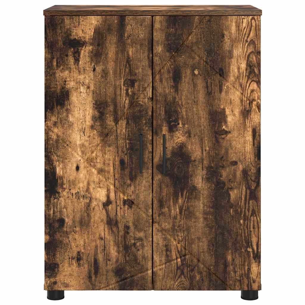 vidaXL Badezimmerschrank mit Tür Geräucherte Eiche 60 x 35 x 80 cm