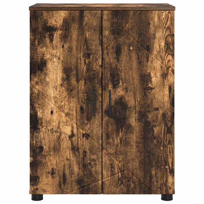 vidaXL Badezimmerschrank mit Tür Geräucherte Eiche 60 x 35 x 80 cm