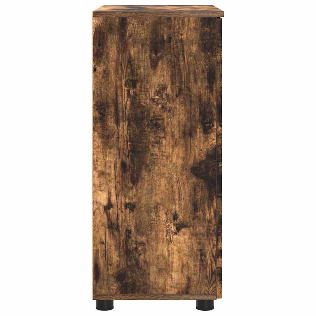 vidaXL Badezimmerschrank mit Tür Geräucherte Eiche 60 x 35 x 80 cm