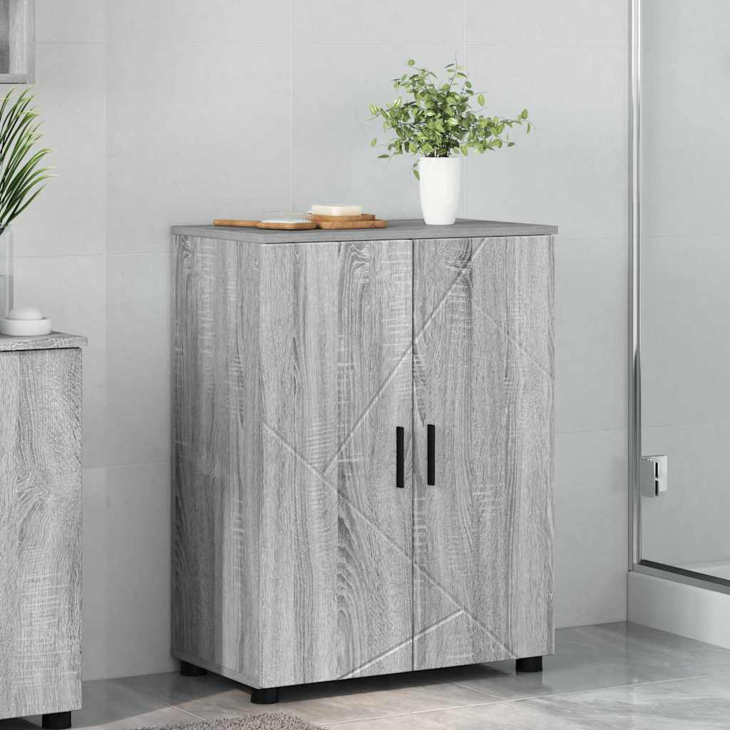 vidaXL Badezimmerschrank mit Speicher Graues Sonoma 60 x 35 x 80 cm